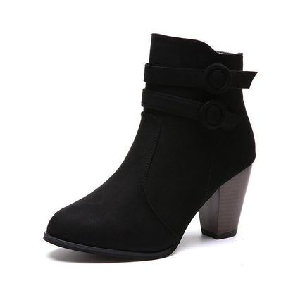Martin Boots Women's Winter Thick Heel Large Women's Shoes Short Tube Women's Shoes Warm Snow Boots Women Fashion Zipper Boots