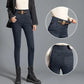 High-waisted Abdomen Stretch Jeans Plus Velvet Thickening Women's Elastic Waist Slim-fit and Warm Feet Pencil Long Pants