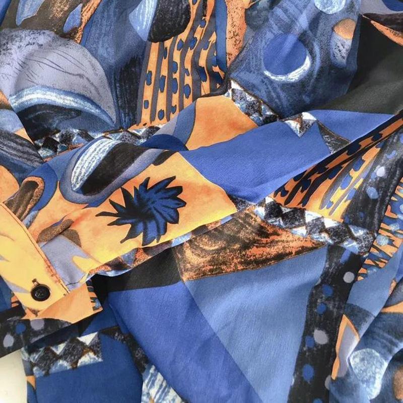 Geometric Print Women Dress Girl Loose O-Neck Casual Long T-shirt Dress Loose Home Comfort Outer Convenient