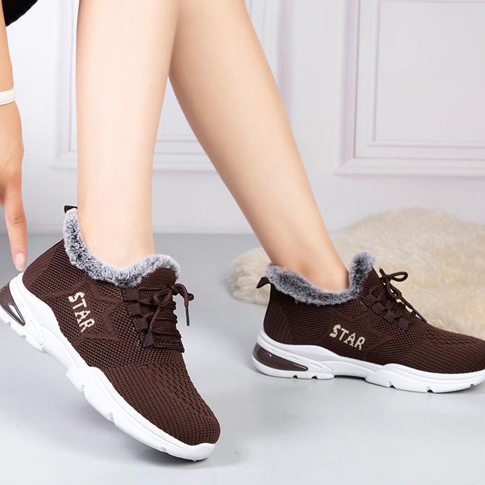 Women's Winter Breathable Flat Cotton Shoes Female Plus Size Plush Thickened Soft Sole Anti Slip Cotton Shoes