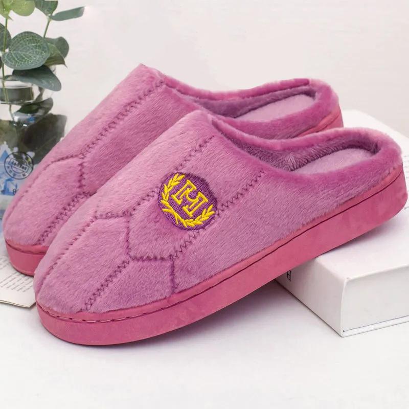 Couple Slippers Striped Cloth Bottom Warm Slippers Non Slipping Shoes