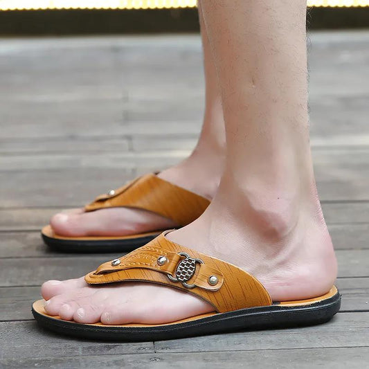 Summer Men's  Beach Sandals Flip-flops Non-slip Soft Bottom Outside Wear Slippers
