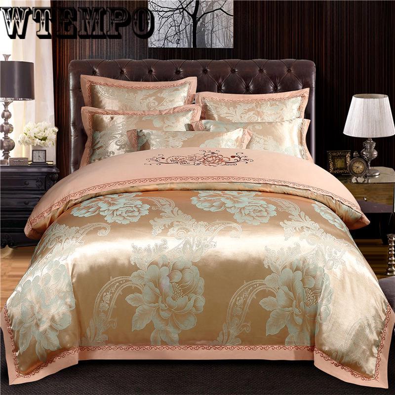 Embroidered jacquard four-piece bed linen quilt cover pillowcase noble cotton bedding European
