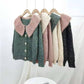 Short Doll Collar Sweater Cardigan Women's Spring and Autumn Sweet and Loose Student Sweater Coat Thickening