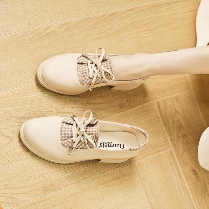 Ladies Style Gentle Shoes Women Spring All-match Women's Shoes Retro Single Shoes Mid-heel Small Leather Shoes