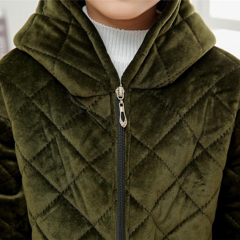 Boys Plus Velvet Padded Padded Jacket Children's Zipper Blouse Plus Cotton Blouse Crystal Velvet Baby Down Jacket Protective Clothing Winter