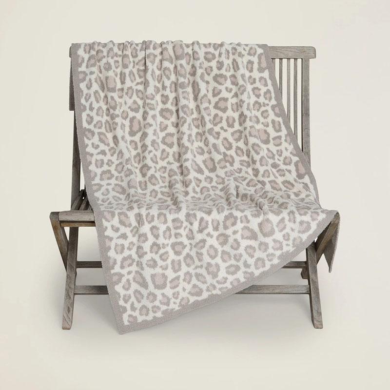 Woolen Blankets Children's Knitted Leopard Blankets Plus Fleece Throw Blankets for Kids Adult