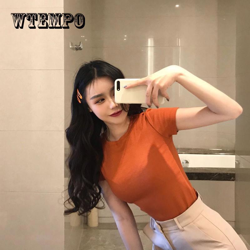 Summer High Quality Plain T Shirt Women Cotton Elastic Basic Tshirt Woman Casual Tops Short
