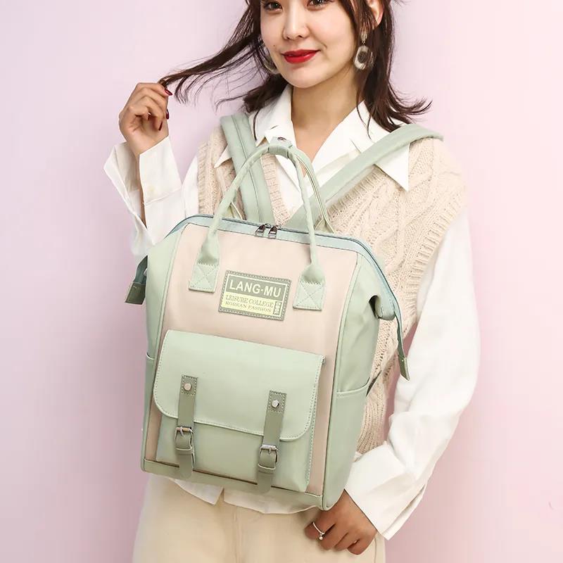 Fashion Fashion Mommy Contrast Color Travel Backpack Super Fire Double Shoulder Bag Tide Brand Mother and Baby Backpack Pregnant Mother Backpack