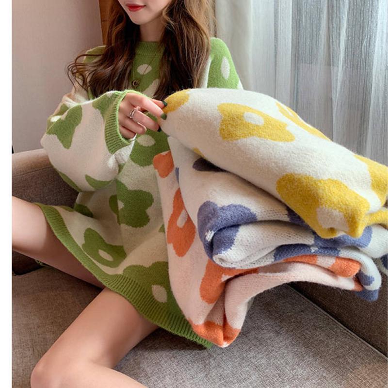 Pofulove Loose Winter Knitted  Sweater Womentops Long Sleeves Winter Chic Outerwear Undershirt