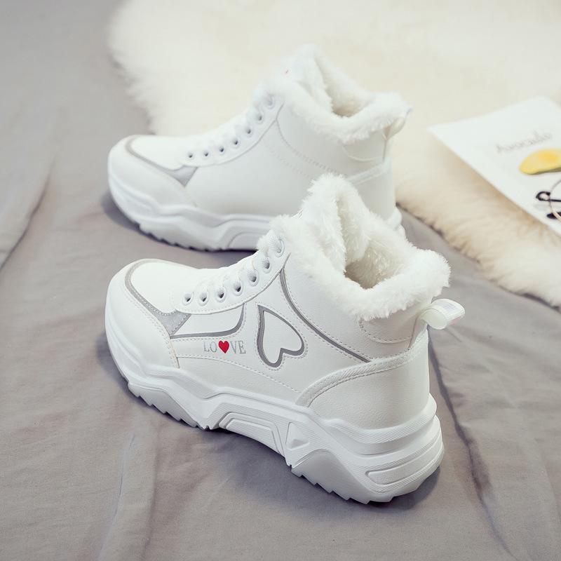 Winter Women High Top Sneakers Love Woman Plush Velvet Warm Casual Shoes Female Platform Sport Shoes