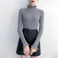 Sweater Women's Half Turtleneck Ruffled Pullover Slim-fit Knitwear Korean Solid Color Top Trending Sweater Autumn and Winter