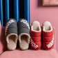 Autumn and Winter Pure Cotton Slippers Indoor Warmth Flat Shoes Feather Upper Casual Home