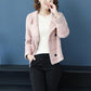 Autumn and Winter Fashion Knitted Cardigan Lapel Long-sleeved Thick Sweater Short Casual Jacket