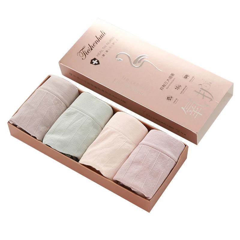 4 Packs Women's Underwear Cotton File Mid-waist Breathable Soft Panties Graphene Antibacterial Briefs Abdomen and Hips Underpants Oversized Underwear