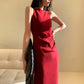 Red Suspender Dress Summer 2021 New Popular Sexy Slim Slimming Outer Wear One Word Collar French Sleeveless
