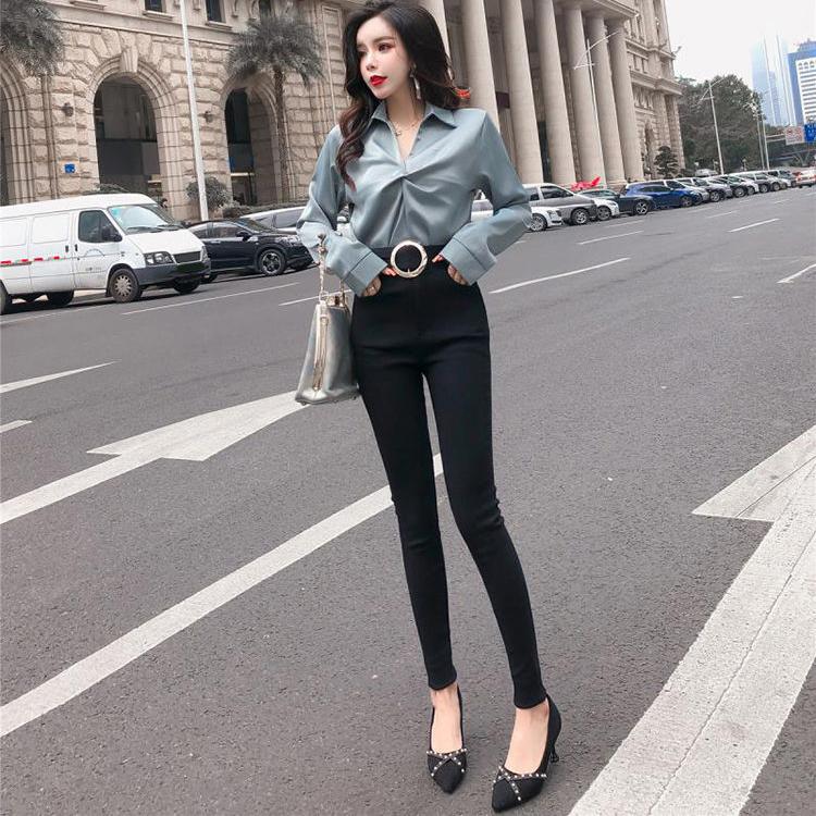 WTEMPO Big Circle Women's Leggings High Waist Worn Outside Cotton Black Pants Tight Stretch Trousers