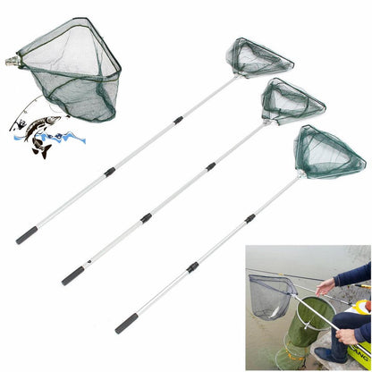 1.7/1.9/2.1m Micro Mesh Aluminum TPU Adjustable Retractable Telescopic Folding Fishing Landing Net