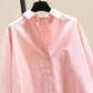Women's Cotton Shirt with Long Sleeves and Loose Design The Fabric Is Soft Breathable and Sweat-absorbing Solid Color Shirt
