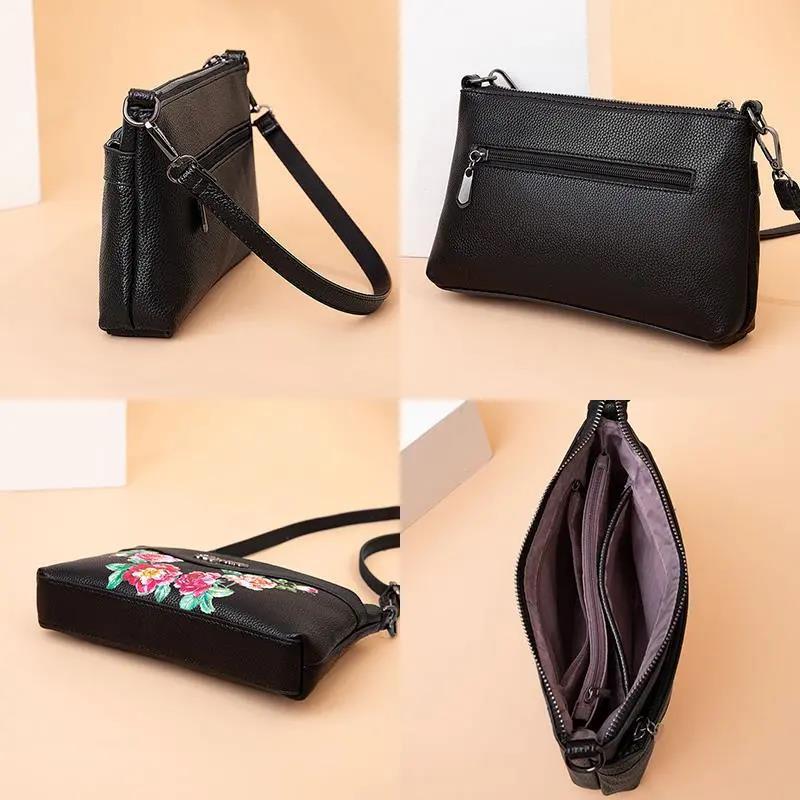 Women Shoulder Messenger Bags Casual Female Crossbody Bags Portable PU Leather Multi-Layer Large Capacity Classic Soft Surface