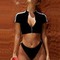Zipper Sports Swimsuit Women Two Pieces Women 'S Swimming Suit Swimsuits Bathing Suit High Waist