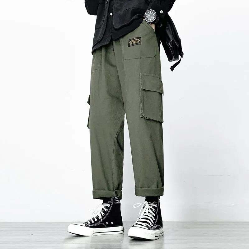 Autumn Men's Multi-pocket Straight Loose Casual Pants Sports Nine Casual Pants Male Trend
