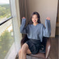 Autumn and Winter  Retro Japanese Short Hooded Loose Student Outer Wear Lazy V-neck Sweater Women