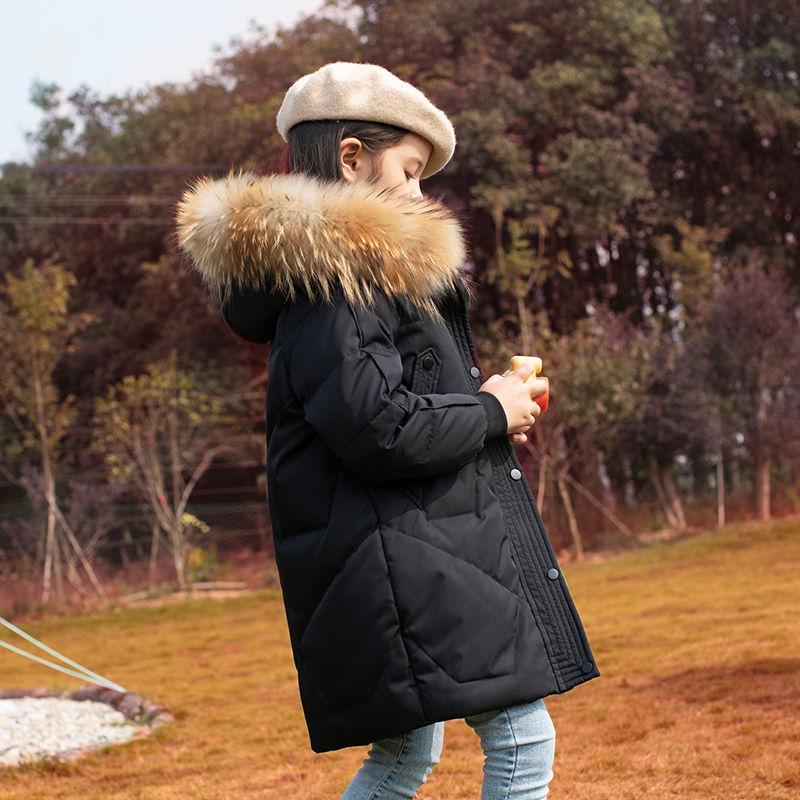 Mid-length Children's Down Jacket Winter Thick Warm White Duck Down Jacket
