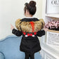 Girls' Warm and Thick Cotton-padded Jacket Mid-length Windproof and Velvet Jacket