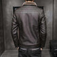 Autumn and Winter Men's Thick Leather Jacket Fashion Windproof Warm Jacket Men's Motorcycle Jacket Bomber Jacket Lapel Top