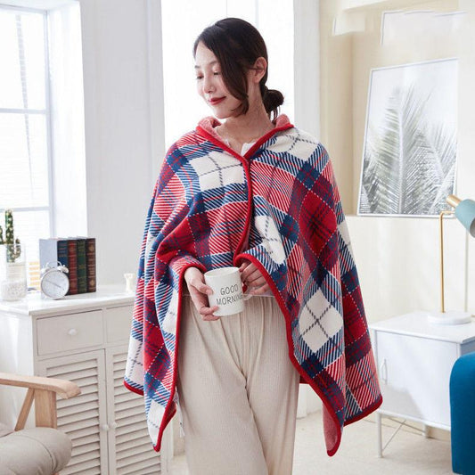 Multifunctional Blanket Fluffy Flannel Blanket Soft  Comfortable Plaid Cloak Blanket with Buttons