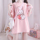 Harajuku Bunny Strawberry Shirt with Ruffles Kawaii Shirt Kawaii Clothing Soft Aesthetic Y2k Anime Shirt Japanese Shirt Cute Shirt Lolita