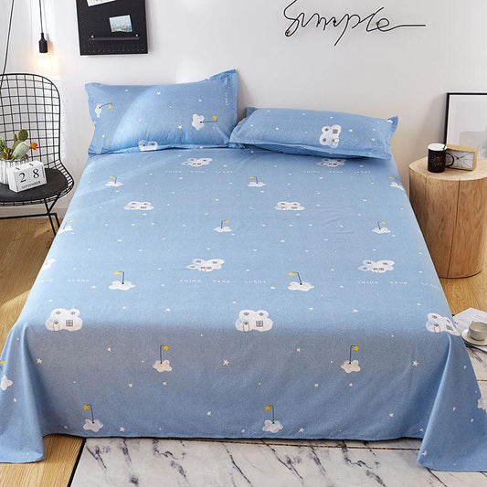 Single Bed Sheet, Two Pillows, Bedding, Double Bed, Single Pillowcase, Cotton Breathable, Sweat-absorbent Bed Sheet, Mechanically Washable