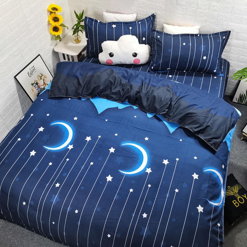 Night Sky Meteor Fashion Four-piece Bedding Men and Women Student Bed Sheet Double Dormitory Imitation Quilt Cover