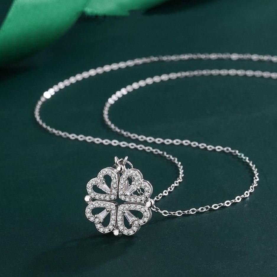 Women's Four-leaf Clover Love Necklace Does Not Fade A Two-wear Magnet S Pendant Gift