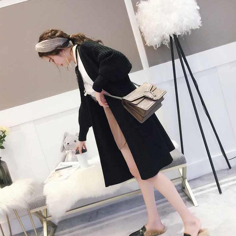 Spring and Autumn Loose Cardigan Sweater Mid-length Knitted Thicken Top Fashion Simple Female Jacket
