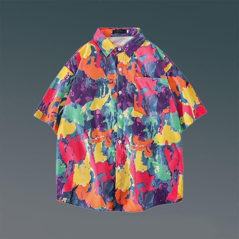Summer Short-sleeved Shirt Hawaiian Beach Vacation Loose Five-point Sleeve Shirt