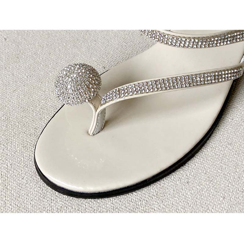 Women Sandals and Slippers Summer Rhinestones High-heeled Sandals Shiny Thin Strap Flip-flops Simple Thick-heeled Slippers All-match Beach Sandals