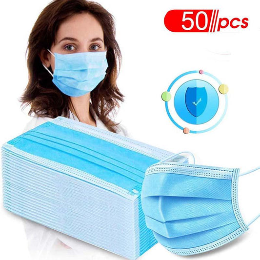 Face Mouth Mask Disposable Protective 3 Layers 95% Filter Dustproof Anti-fog Earloop Non Woven Masks