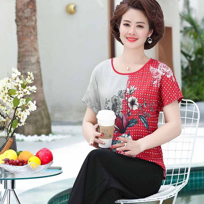 Ice Silk Top Women's T-shirt Plus Size Women's Spring and Summer Bottoming Shirt Women Loose and Thin Casual T-shirt