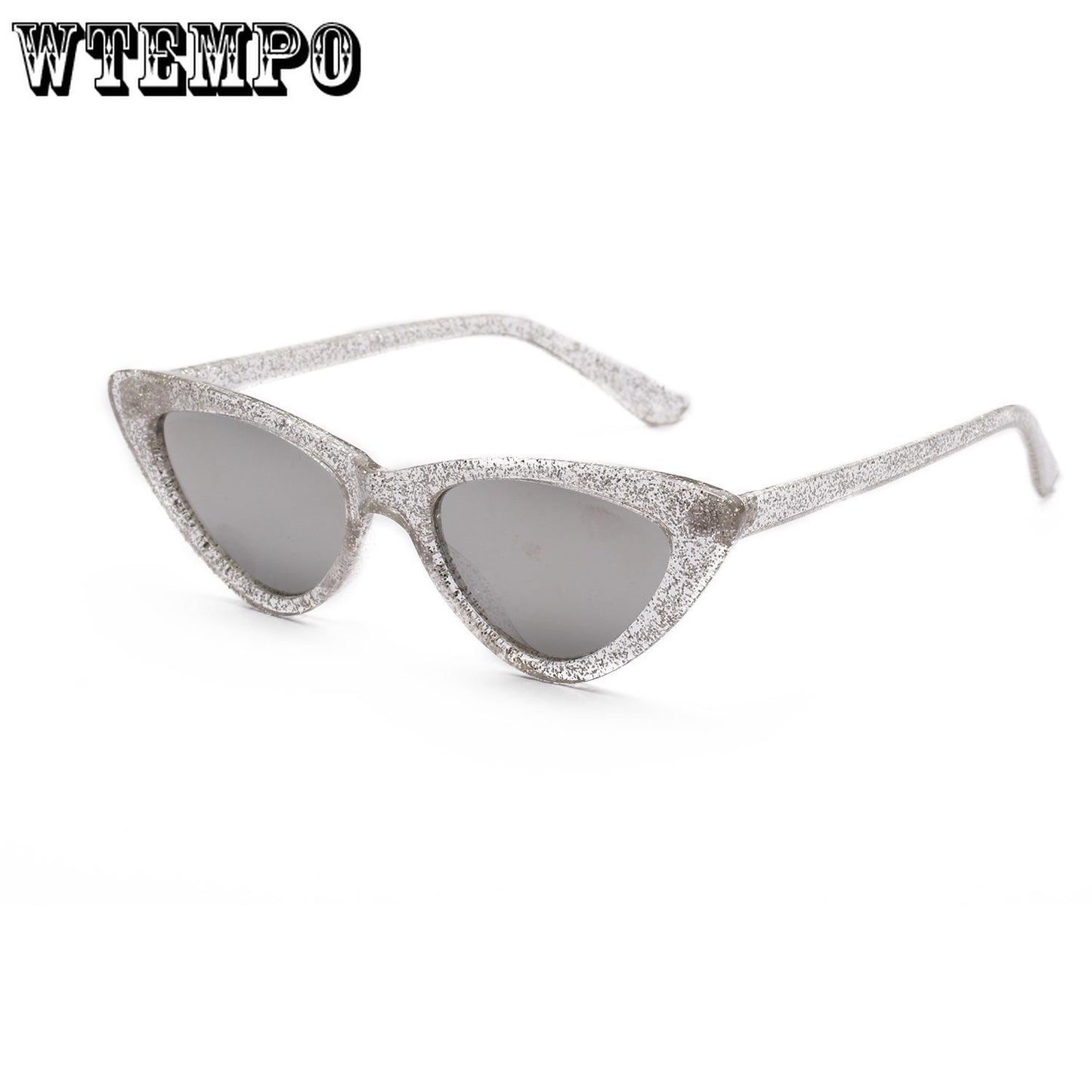 WTEMPO Cat Eye Transparent Glitter Sunglasses Women's Sunglasses Men's Glasses