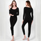Women Winter Thermal Underwear U-neck Tops Pants Female Autumn Clothes Tight Suit Thicken Windproof Soft Lining Long Sleeve High Elasticity Slim