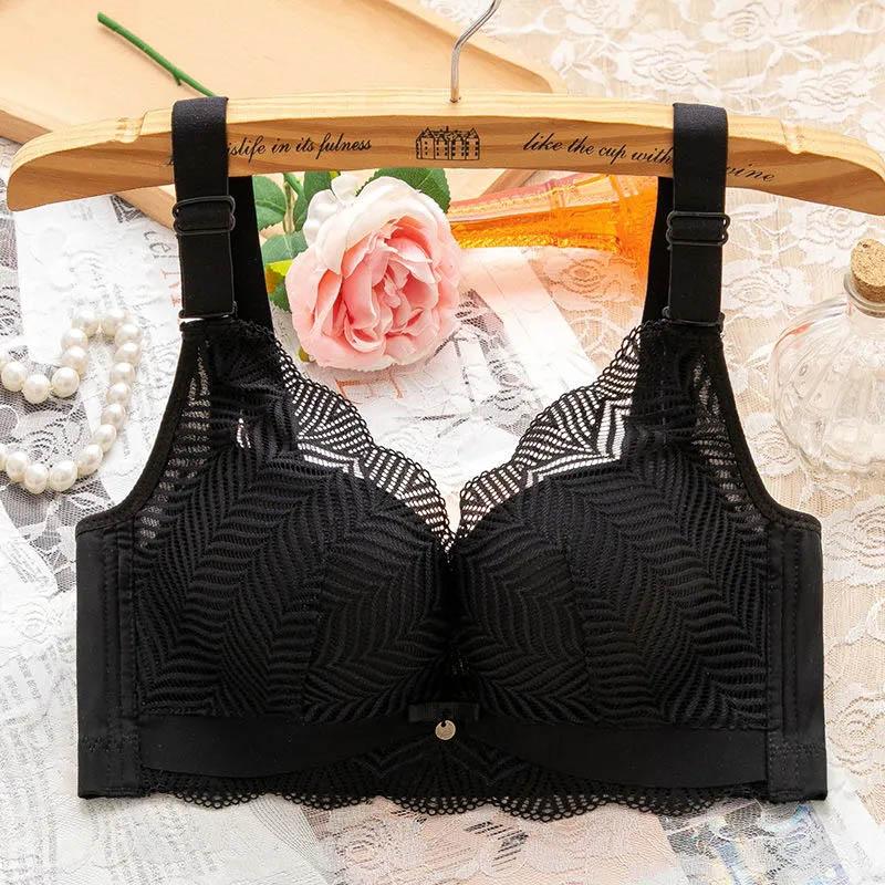 Thin Section Beautiful Back Large Size Bra Gather No Steel Ring Anti-sagging Upper Support Light and Breathable Adjustable Bra