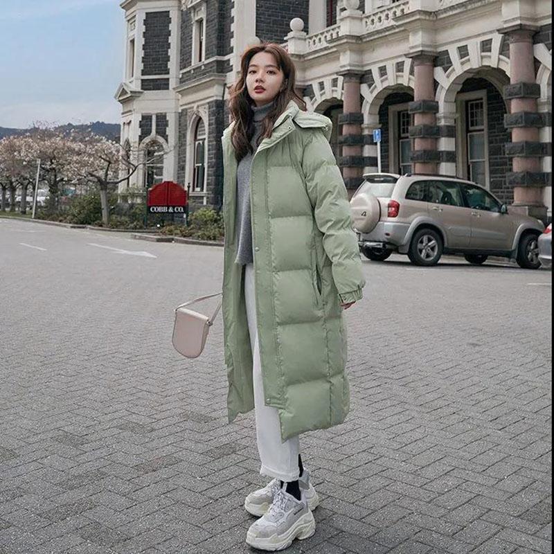Winter Mid-length Down Jacket Ladies Korean Fashion Thick Warm Hooded Jacket