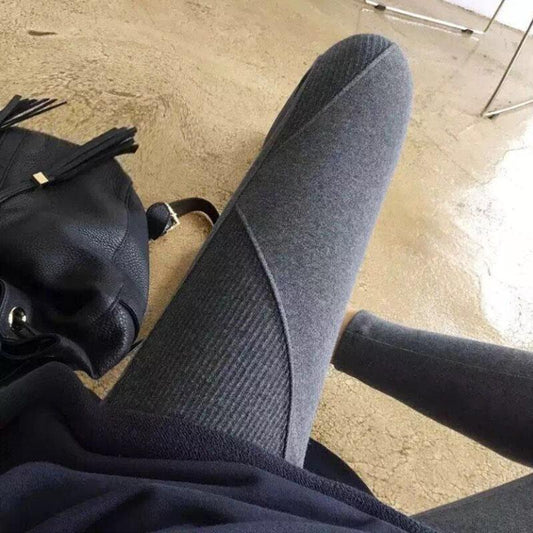 Autumn and Winter Leggings for Women To Wear Korean Style Wild Stitching Threaded Foot Pants Plus Size High Waist Nine-point Pants Cotton Trousers