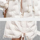 Women's Solid Color Embroidered Down Jacket Mid-length Korean Style Loose Thick Coat Warm Cotton Coat Large Fur Collar Winter Quilted Jacket