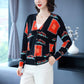Autumn Winter Ladies Wool Cardigan  Single-breasted 3D Printing Cardigan Coat