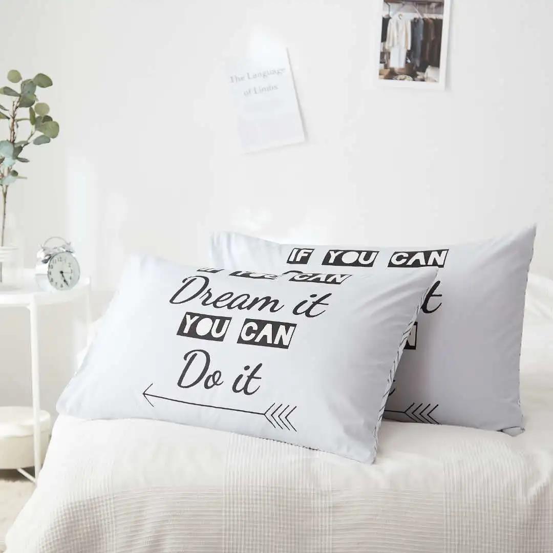 Two-piece Cotton Pillowcase Letter Printing Thickened Brushed Pillowcase Bedding