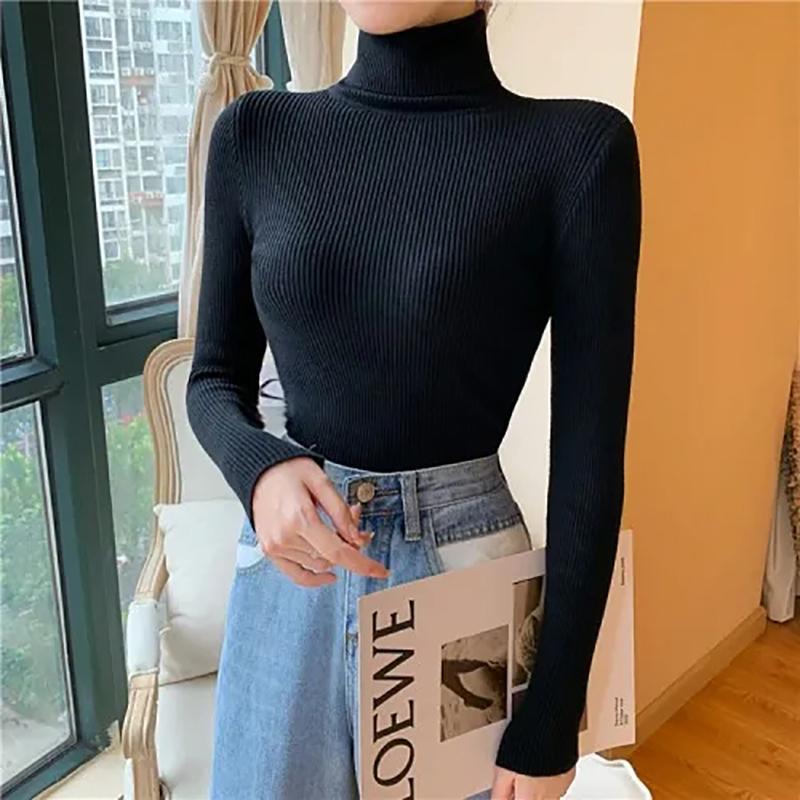 Autumn Winter Sweater Women Turtleneck Sweaters Knitted Jumper Solid Long Sleeve Slim Pullover Sweater Women Korean Fashion Basic Top Clothes