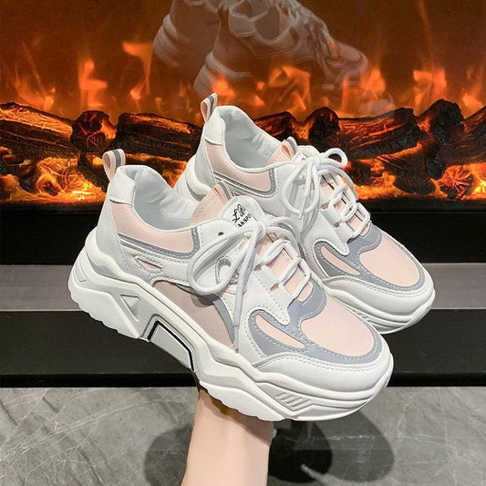 Thick-soled Heightened Comfortable Sneakers for Female Students Korean Version of All-match College Style Old Shoes